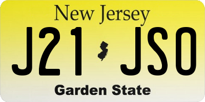 NJ license plate J21JSO