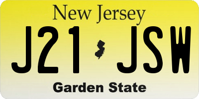 NJ license plate J21JSW