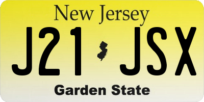 NJ license plate J21JSX