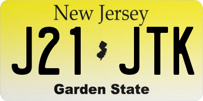 NJ license plate J21JTK