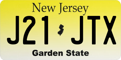 NJ license plate J21JTX