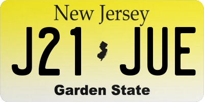 NJ license plate J21JUE