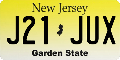 NJ license plate J21JUX
