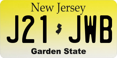 NJ license plate J21JWB