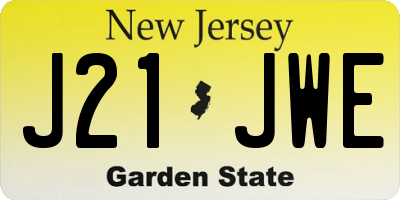 NJ license plate J21JWE