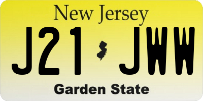 NJ license plate J21JWW