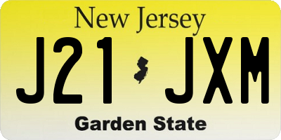 NJ license plate J21JXM