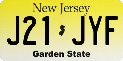 NJ license plate J21JYF
