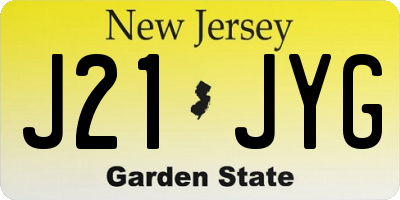 NJ license plate J21JYG