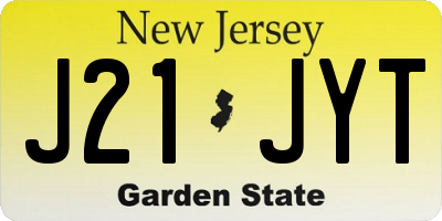 NJ license plate J21JYT
