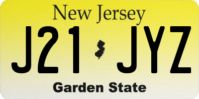 NJ license plate J21JYZ