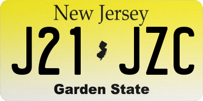 NJ license plate J21JZC