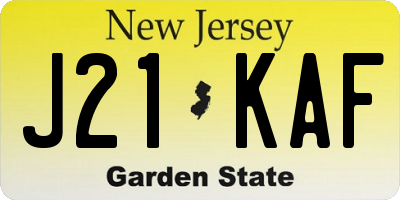 NJ license plate J21KAF
