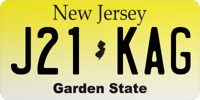 NJ license plate J21KAG