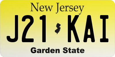 NJ license plate J21KAI