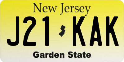 NJ license plate J21KAK