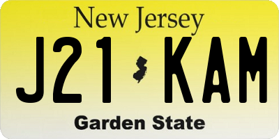 NJ license plate J21KAM