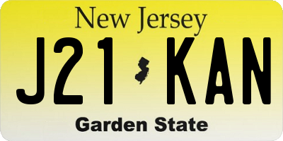 NJ license plate J21KAN
