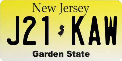 NJ license plate J21KAW