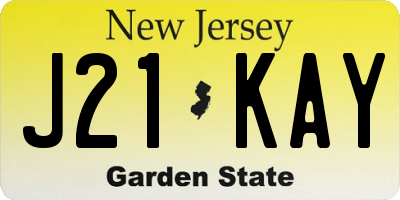 NJ license plate J21KAY