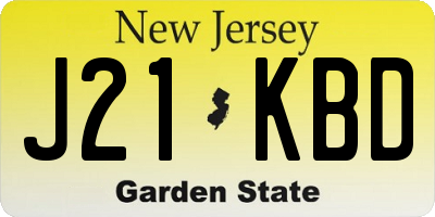 NJ license plate J21KBD