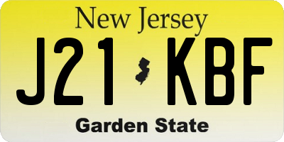 NJ license plate J21KBF