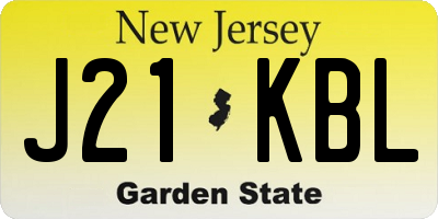 NJ license plate J21KBL