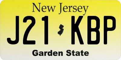 NJ license plate J21KBP