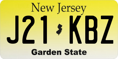 NJ license plate J21KBZ