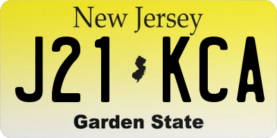NJ license plate J21KCA
