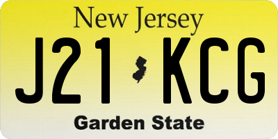 NJ license plate J21KCG