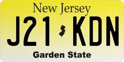 NJ license plate J21KDN