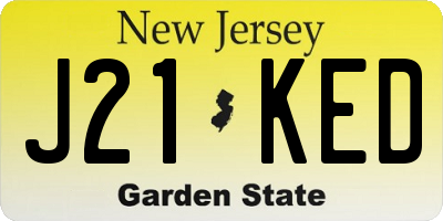 NJ license plate J21KED