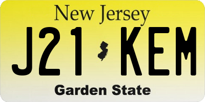 NJ license plate J21KEM
