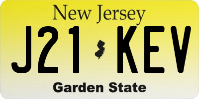 NJ license plate J21KEV