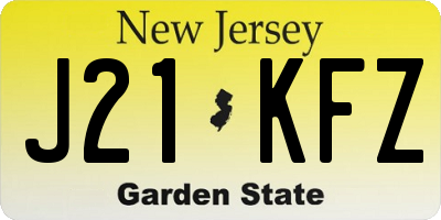 NJ license plate J21KFZ