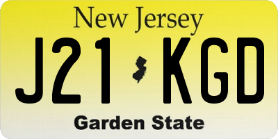 NJ license plate J21KGD