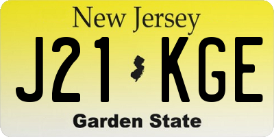 NJ license plate J21KGE