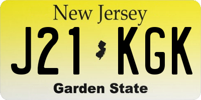 NJ license plate J21KGK