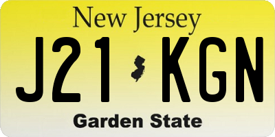 NJ license plate J21KGN