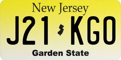 NJ license plate J21KGO