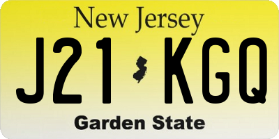 NJ license plate J21KGQ