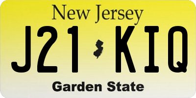 NJ license plate J21KIQ