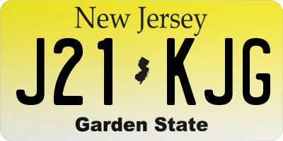 NJ license plate J21KJG