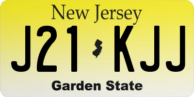 NJ license plate J21KJJ