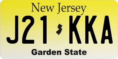 NJ license plate J21KKA