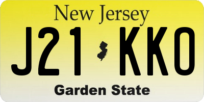 NJ license plate J21KKO