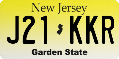 NJ license plate J21KKR