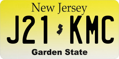 NJ license plate J21KMC