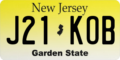 NJ license plate J21KOB